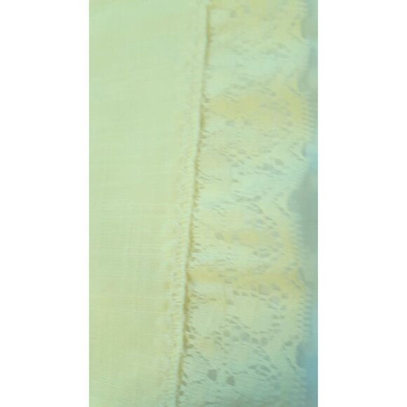 Set of 4 Vintage Lace Trim Linen Cloth Napkins Pale Yellow 16" Square - Picture 3 of 10